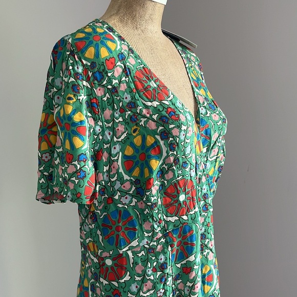 NWT RHODE x Target Zinnia Floral Print Green Midi Dress - Picture 6 of 6